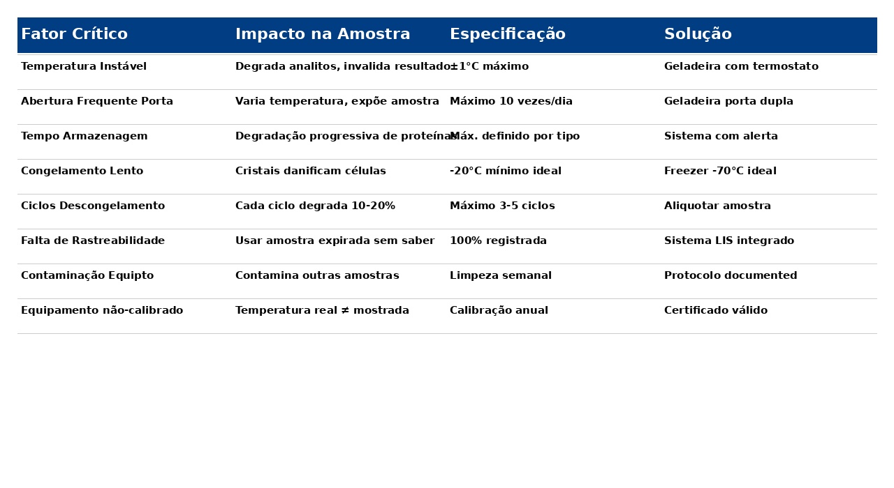 Armazenamento de Amostras: Refrigeração e Conformidade RDC